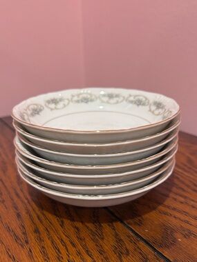 White Porcelain Gold-Trim Dessert Bowls - Set of 6